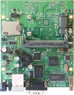 RB411U RouterBOARD 411U, 1 LAN, 1 MiniPCI, 1 MiniPCIe, 1 USB slot, RouterOS L4