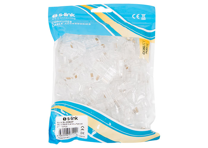 SL-COB20P S-LINK RJ-45 YENI NESIL DELIKLI CAT6 100 LU PAKET KONNEKTOR -